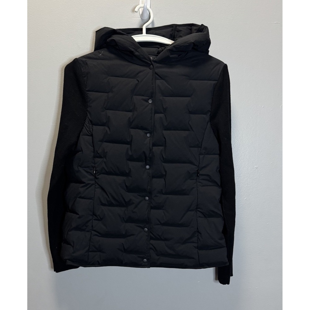 Goelia Down Filled Puffer Jacket W/ Sweater Sleeves Womens Black SZ Small‎ US **